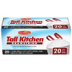 Our Family Drawstring Tall Kitchen Trash Bags