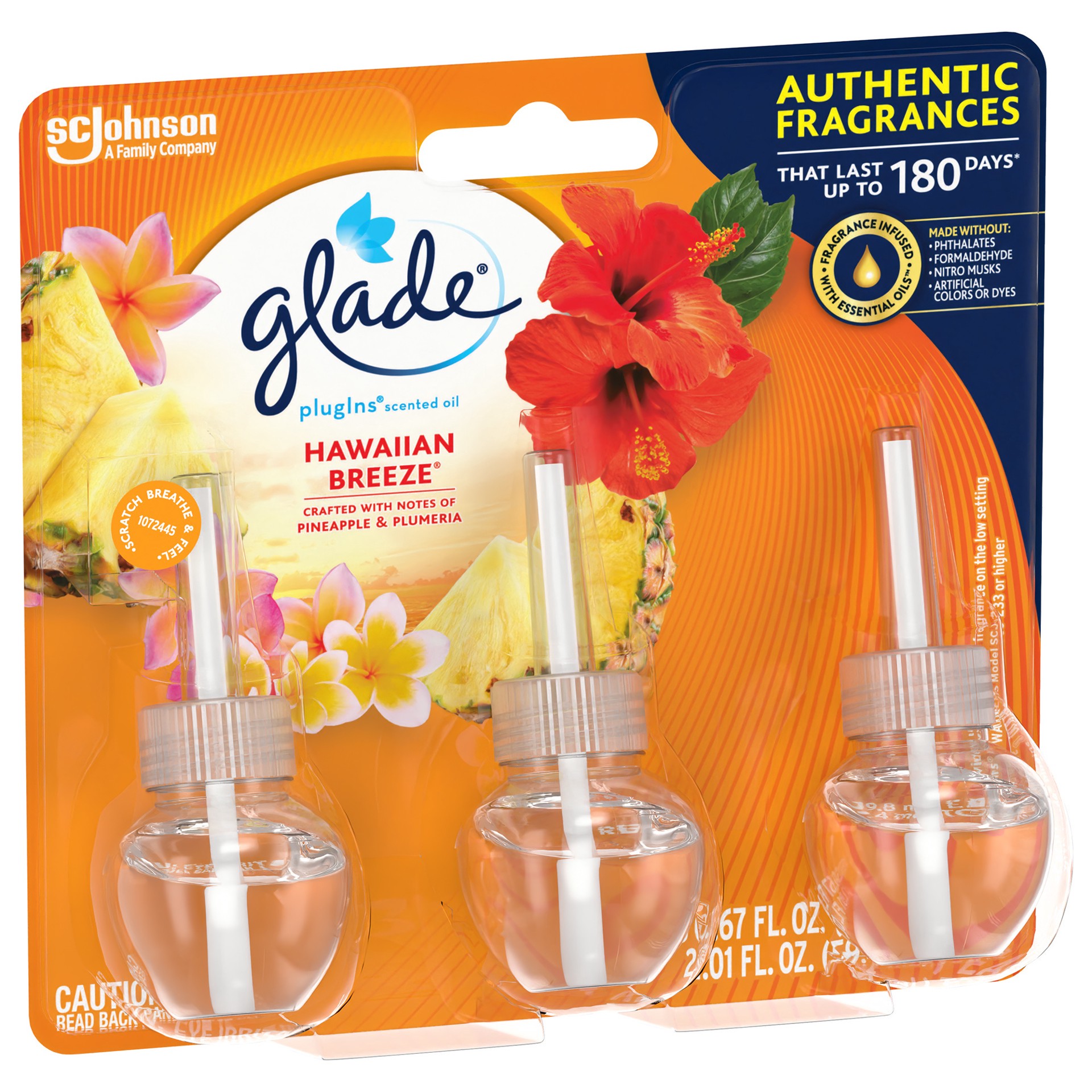 slide 2 of 5, Glade PlugIns Hawaiian Breeze Scented Oil Refills 3 - 0.67 fl oz Refills, 3 ct; 2.01 oz