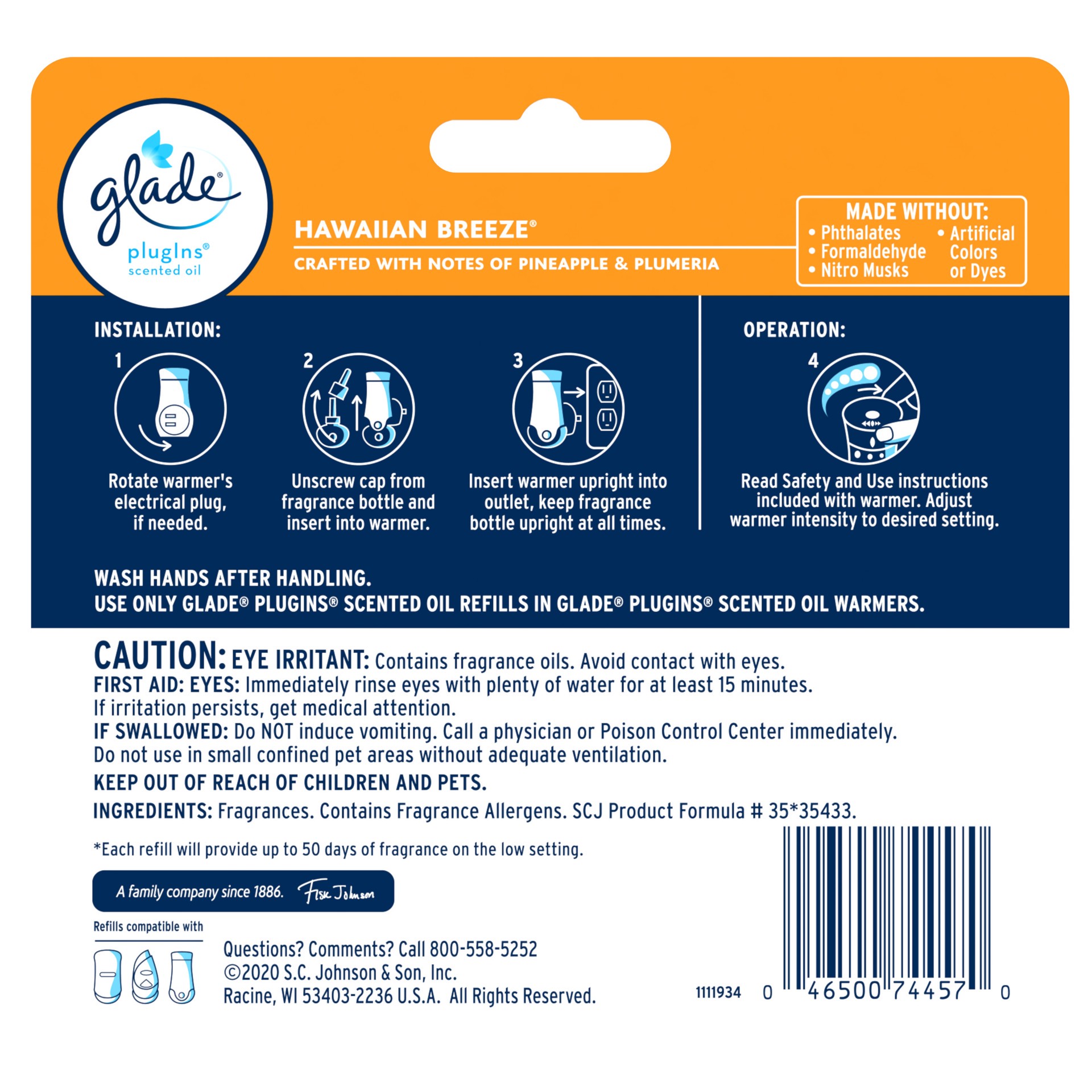 slide 5 of 5, Glade PlugIns Hawaiian Breeze Scented Oil Refills 3 - 0.67 fl oz Refills, 3 ct; 2.01 oz