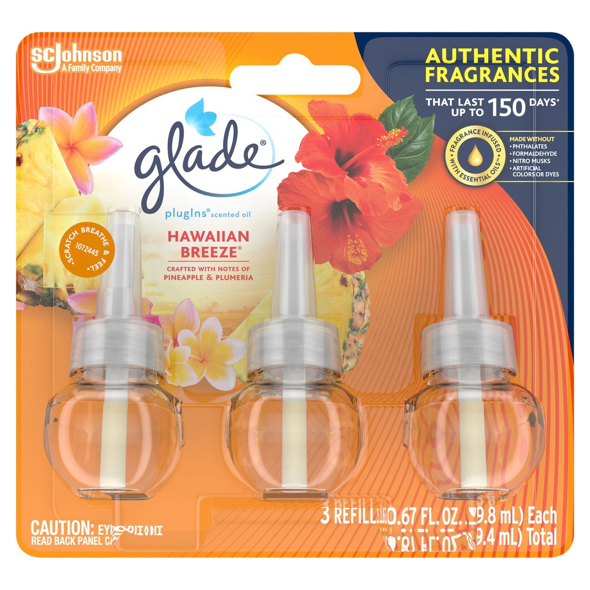 slide 1 of 5, Glade PlugIns Hawaiian Breeze Scented Oil Refills 3 - 0.67 fl oz Refills, 3 ct; 2.01 oz