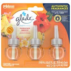 Glade PlugIns Scented Oil 3 Refills, Air Freshener, Hawaiian Breeze, 3 x 1.34 oz