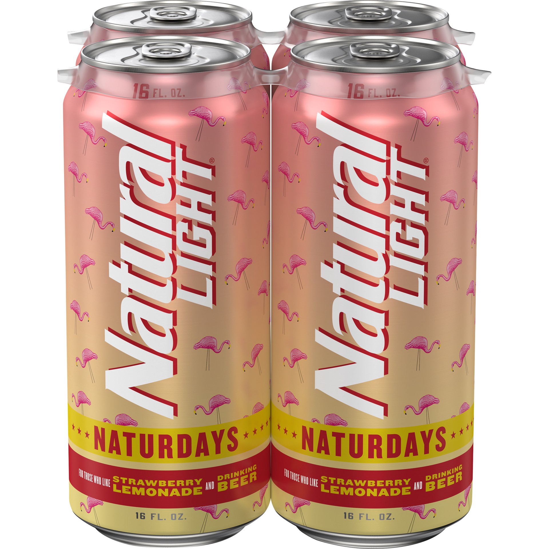 slide 4 of 5, Natural Light Naturdays Strawberry Lemonade Beer, 4 Pack 16 fl. oz. Cans, 4.2% ABV, 4 ct