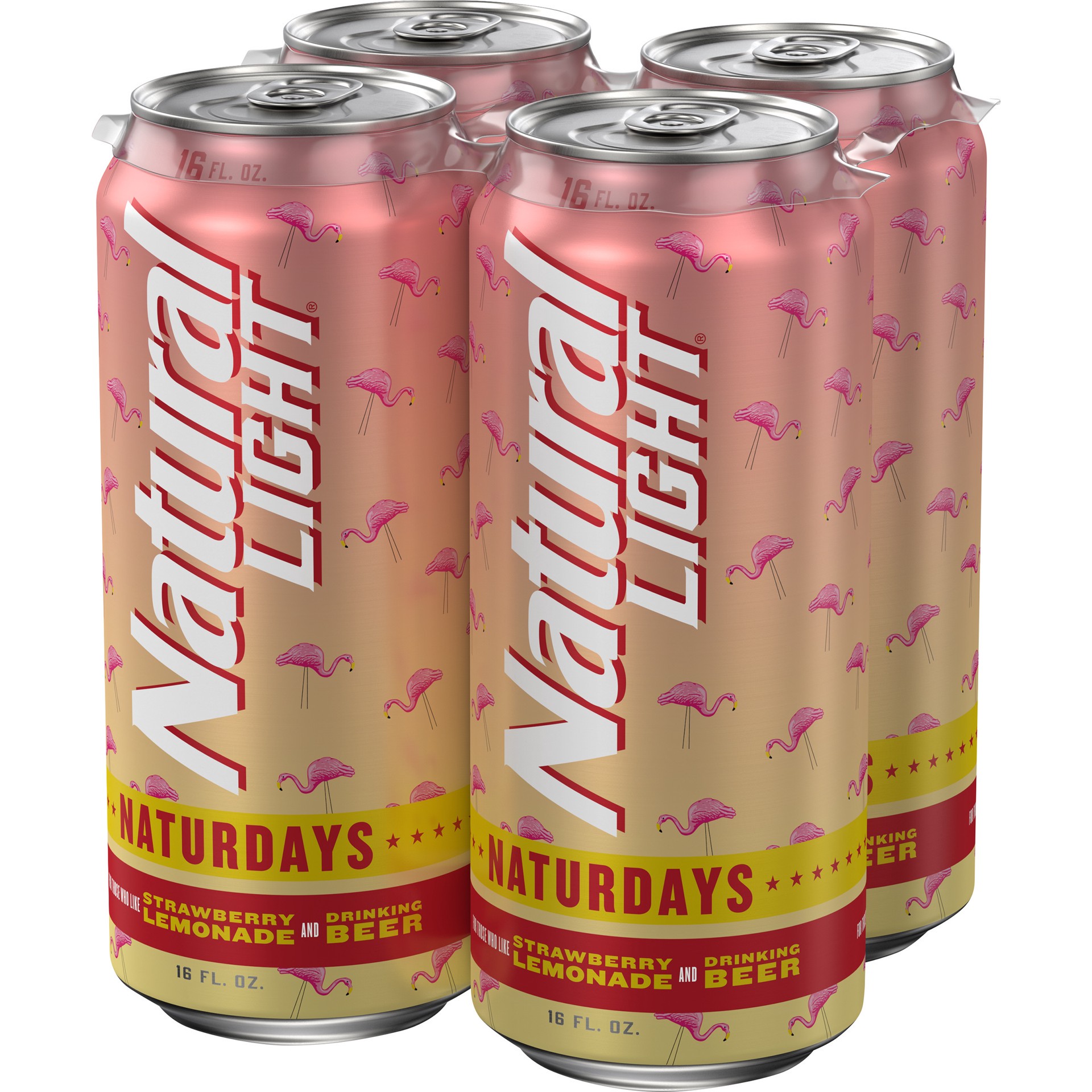 slide 3 of 5, Natural Light Naturdays Strawberry Lemonade Beer, 4 Pack 16 fl. oz. Cans, 4.2% ABV, 4 ct