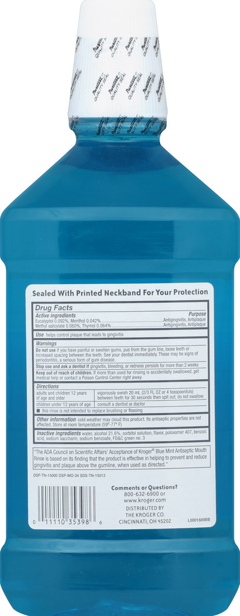 slide 2 of 4, Kroger Antiseptic Blue Mint Mouth Rinse, 50.7 fl oz