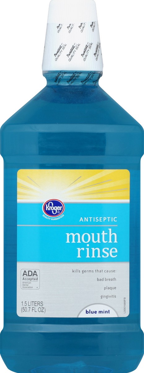 slide 1 of 4, Kroger Antiseptic Blue Mint Mouth Rinse, 50.7 fl oz