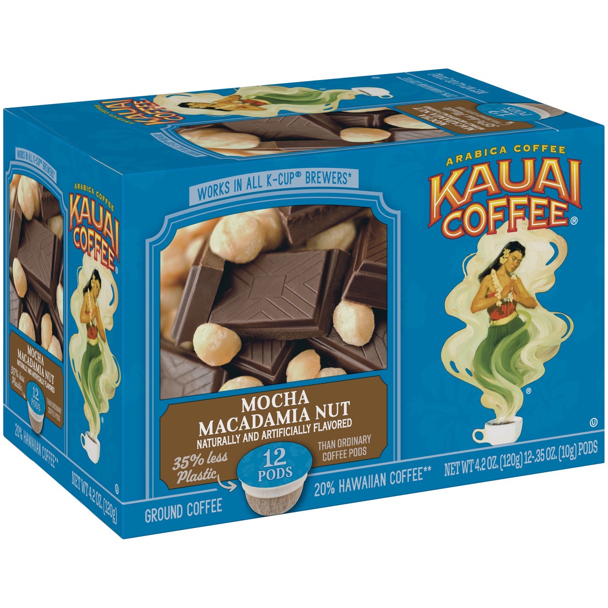 slide 9 of 9, Kauai Coffee Mocha Macadamia Nut Ground Coffee Pods 12 ct Box, 4.2 oz