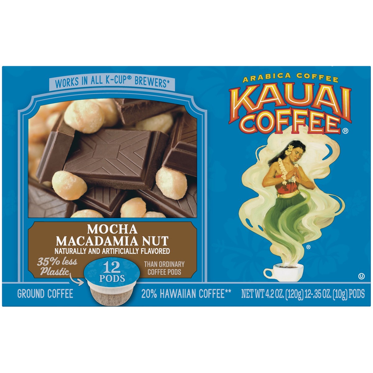 slide 2 of 9, Kauai Coffee Mocha Macadamia Nut Ground Coffee Pods 12 ct Box, 4.2 oz