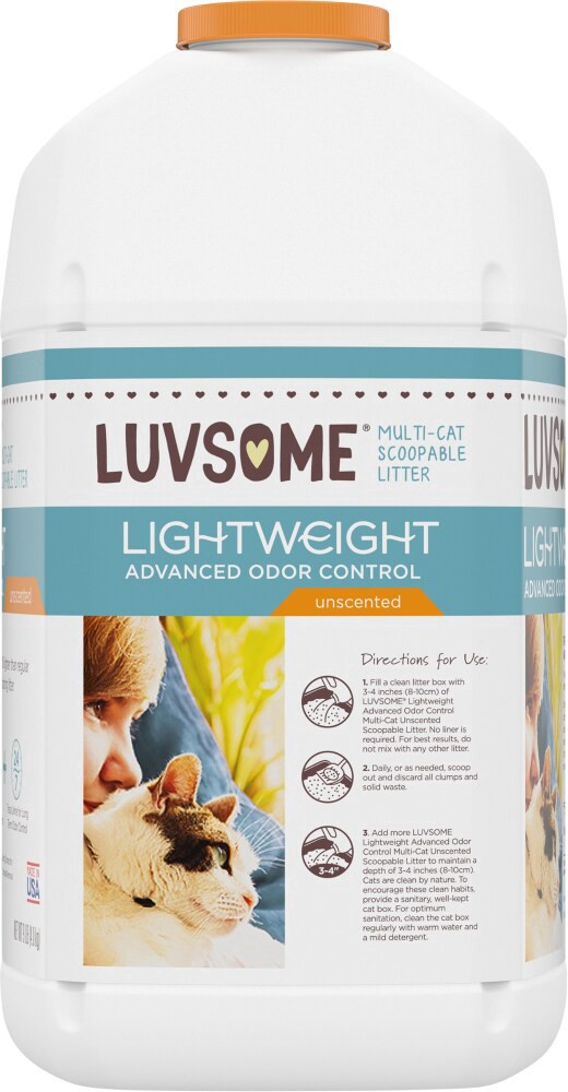 slide 3 of 4, Luvsome Lightweight Unscented Multi-Cat Scoopable Litter, 9 lb