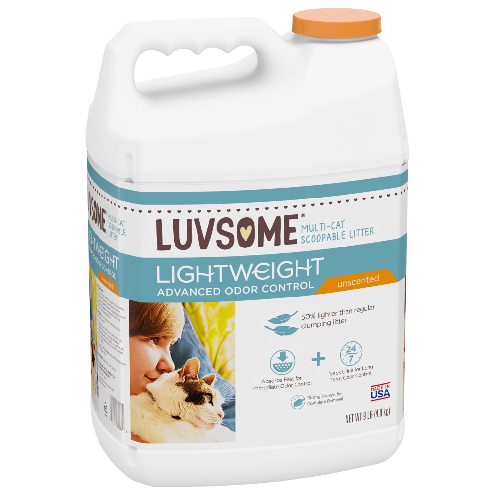 slide 1 of 4, Luvsome Lightweight Unscented Multi-Cat Scoopable Litter, 9 lb