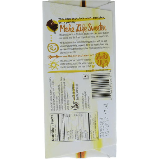 slide 2 of 2, Theo Organic Dark Chocolate Bar, 3 oz