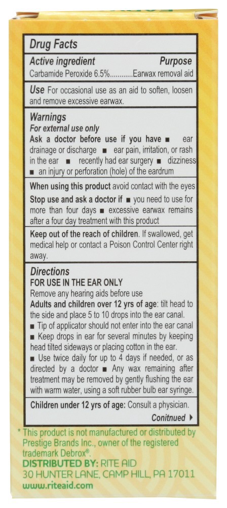 slide 2 of 2, Rite Aid Pharmacy Earwax Removal Drops, 0.5 fl oz