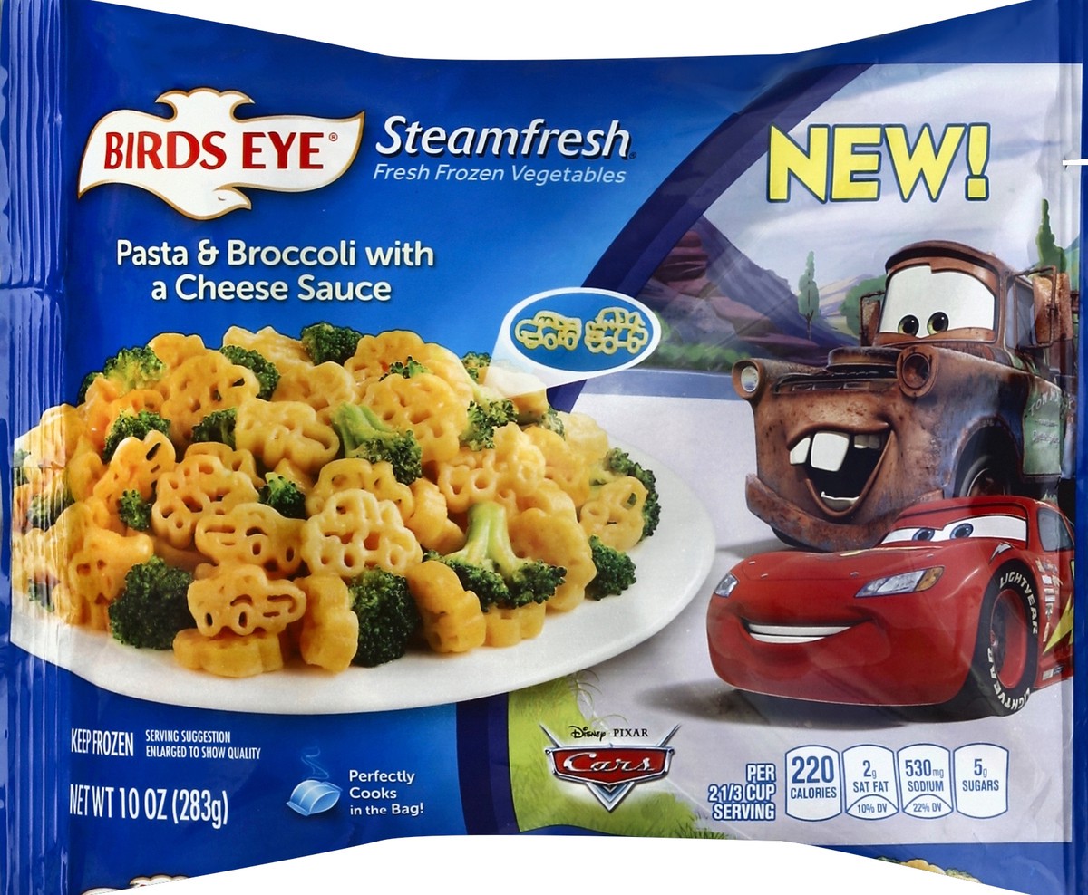 slide 5 of 5, Birds Eye Disney Cars Pasta & Broccoli with Cheese Sauce, 10 oz
