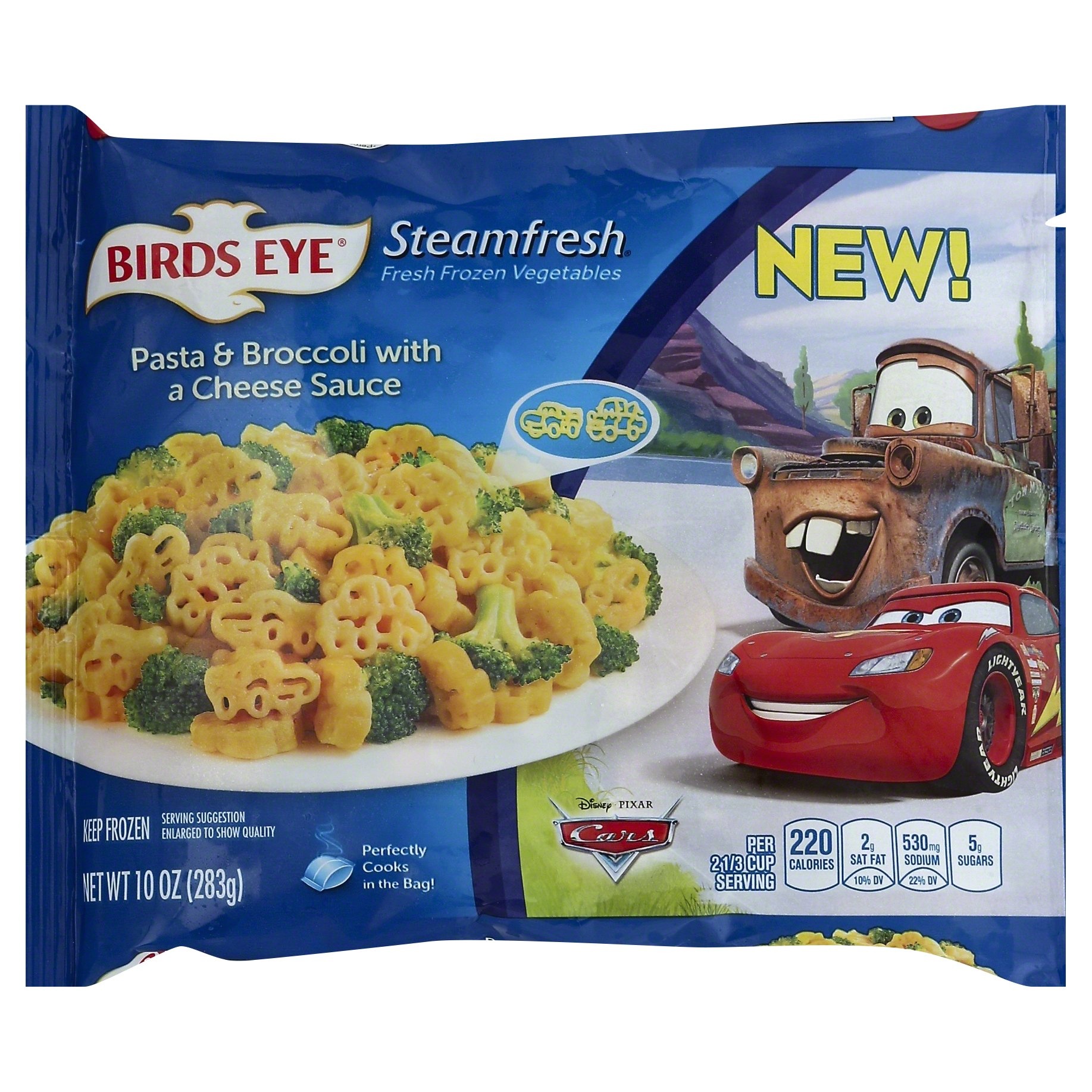 slide 1 of 5, Birds Eye Disney Cars Pasta & Broccoli with Cheese Sauce, 10 oz