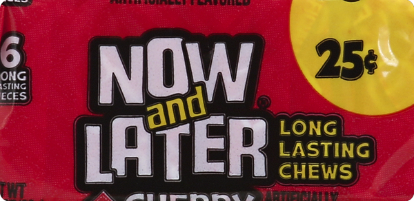 slide 1 of 1, Now & Later Chews Cherry, 6 ct