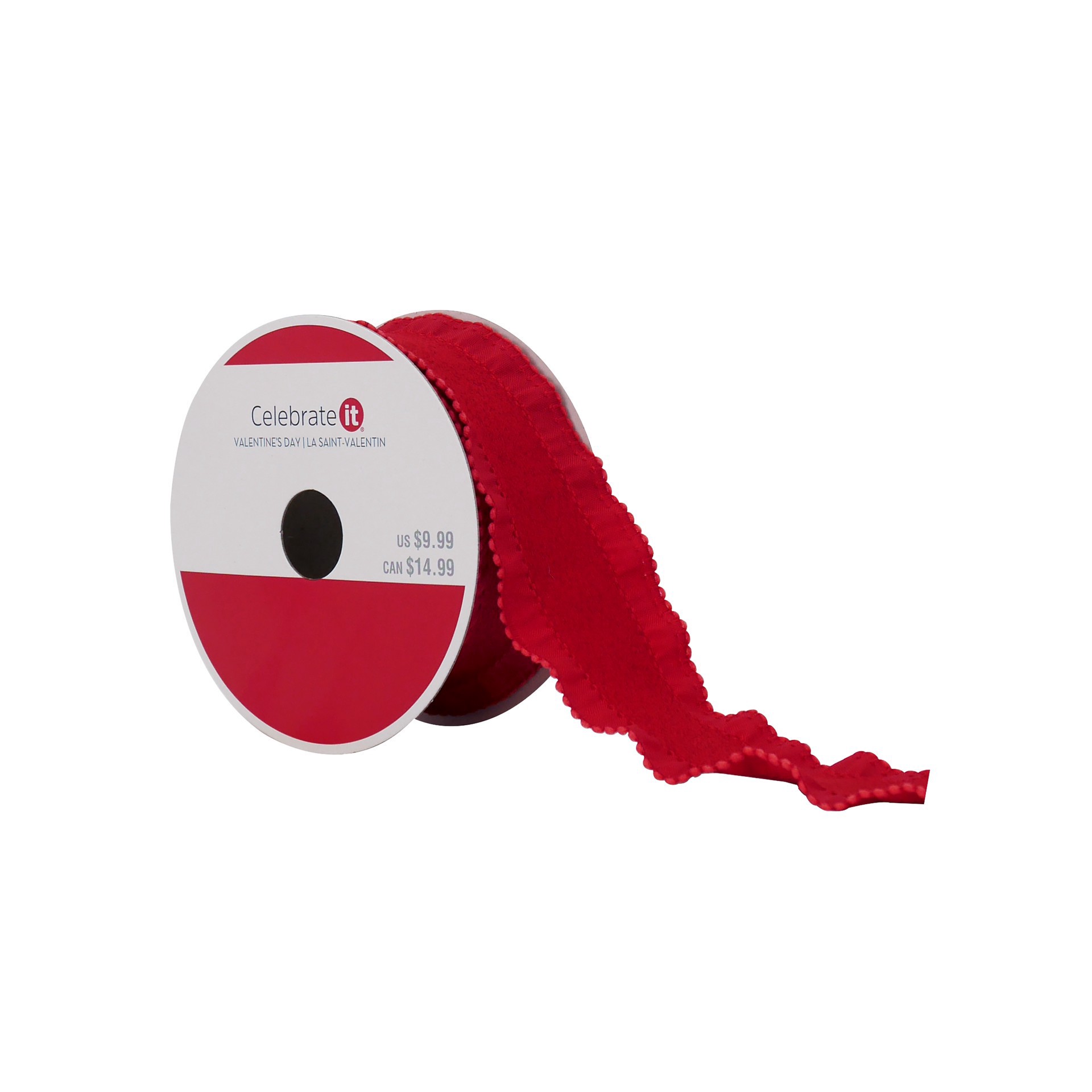 slide 3 of 3, 1.5" X 18ft. Red Ruffled Edges Ribbon By Celebrate It, 1.5 in x 18 ft