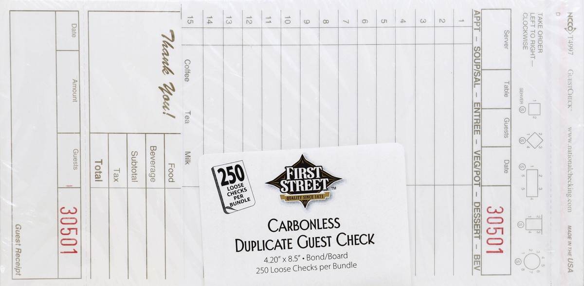 slide 6 of 6, First Street 4997 Guest Check 2 Part, 250 ct