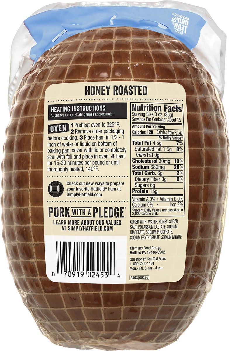 slide 2 of 7, Hatfield Boneless Honey Roasted Ham 44 oz, 44 oz