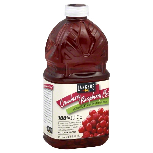 slide 1 of 1, Langers 100% Juice Plus Cranberry Raspberry - 64 fl oz, 64 fl oz