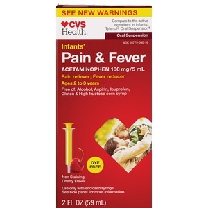 slide 1 of 1, CVS Health Dye-Free Infants Pain Relief Liquid Cherry, 2 fl oz; 59 ml