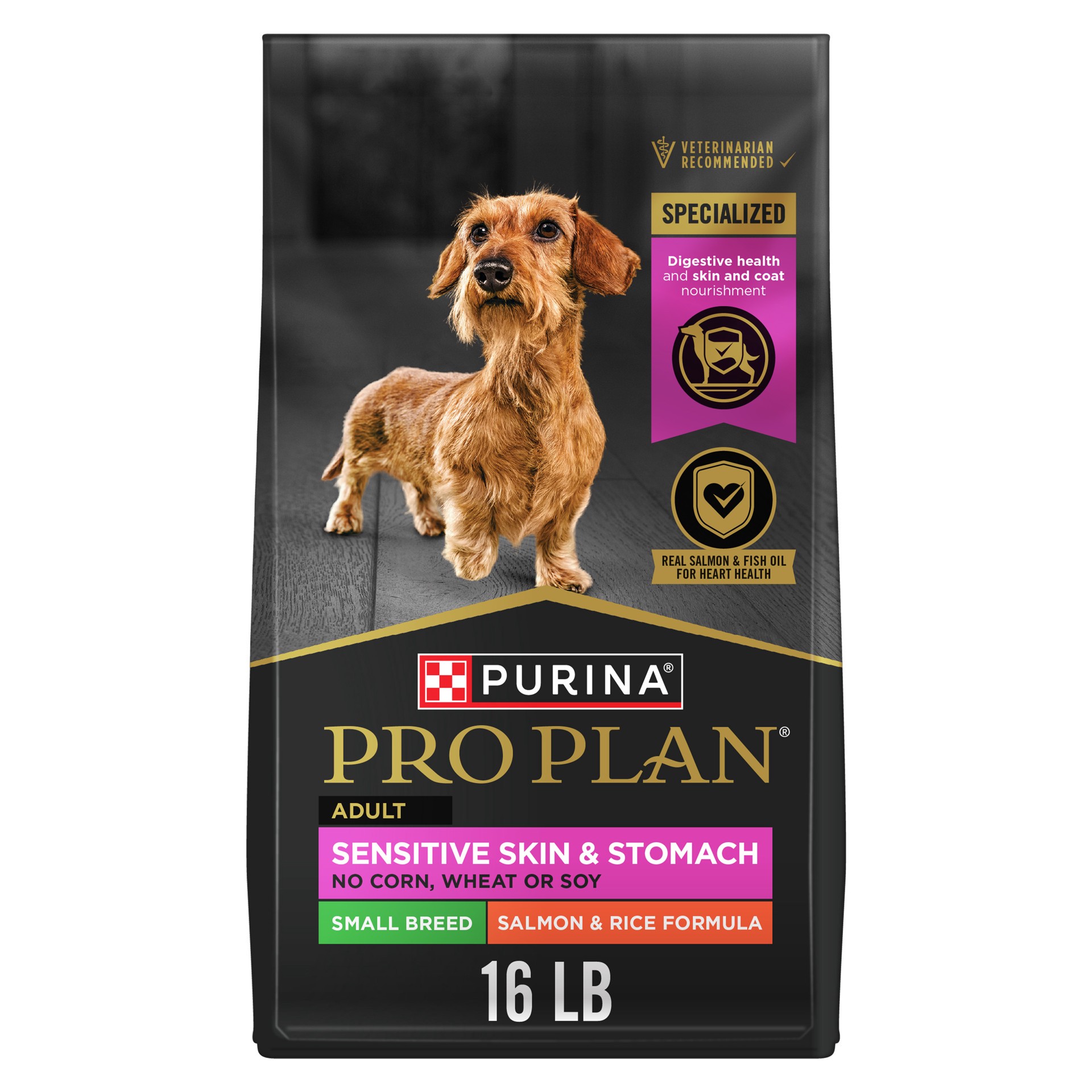 slide 1 of 8, Purina Pro Plan Sensitive Skin and Stomach Dog Food Small Breed, Adult Salmon & Rice Formula, 16 lb