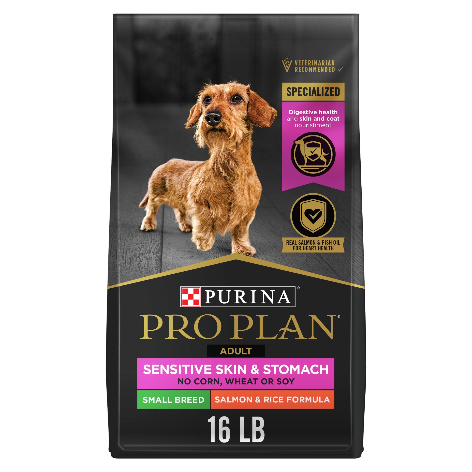 slide 1 of 8, Pro Plan Purina Pro Plan Sensitive Skin and Stomach Dog Food Small Breed, Adult Salmon & Rice Formula, 16 lb