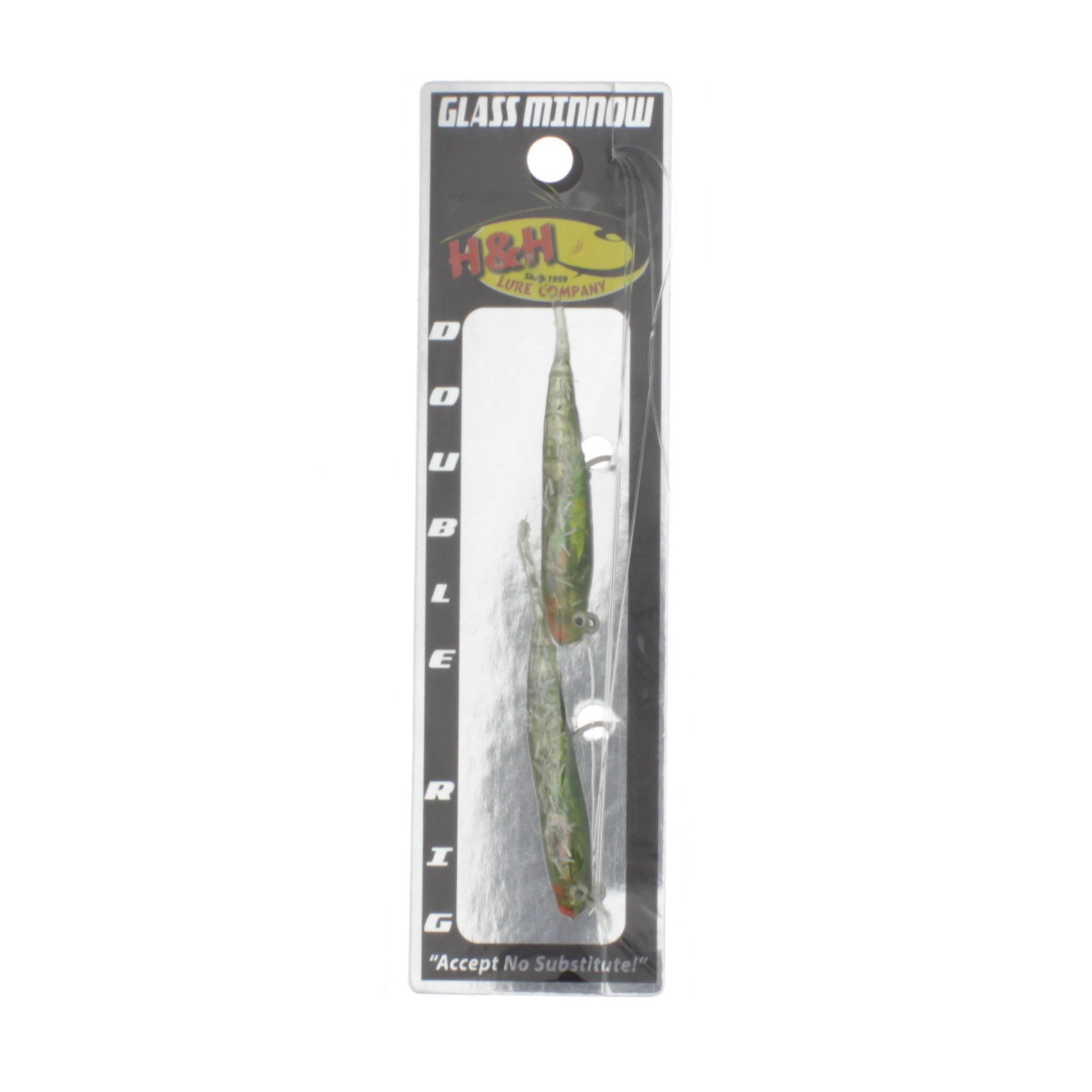 slide 1 of 1, H&H Lure Company 3" Glass Minnow Double Rig,Silver Shiner, 1 ct