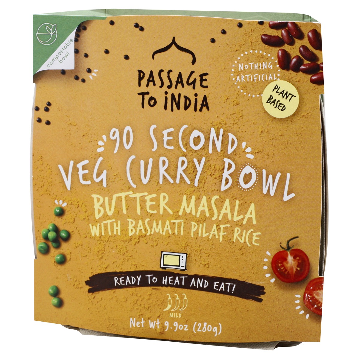 slide 3 of 9, Passage to India 90 Second Mild Butter Masala with Basmati Pilaf Rice Veg Curry Bowl 9.9 oz, 9.9 oz