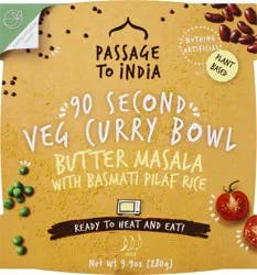 Passage to India 90 Second Mild Butter Masala with Basmati Pilaf Rice Veg Curry Bowl 9.9 oz