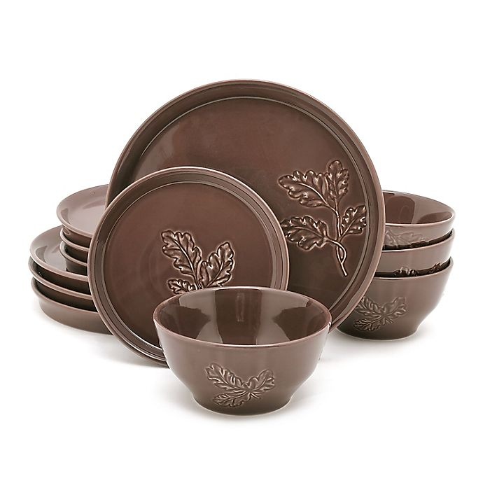 slide 1 of 1, Bee & Willow Home Bee & Willow Hays Leaf Dinnerware Set - Iron, 12 ct