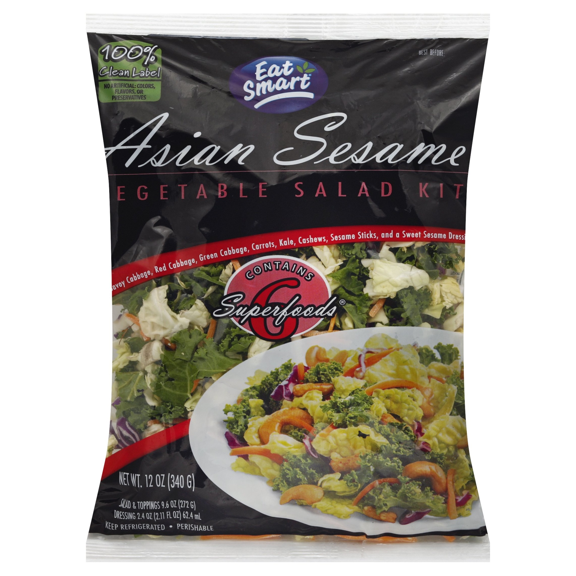 slide 1 of 1, Eat Smart Vegetable Salad Kit Asian Sesame, 12 oz