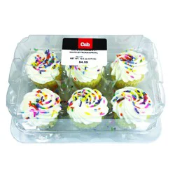 Cub Bakery White Cupcakes 6 ct White Buttercream/Sprinkles, 1 Each
