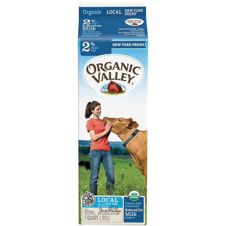 slide 1 of 3, Organic Valley Milk 2%, 1 qt