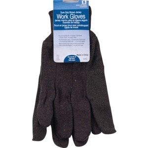 slide 1 of 1, Helping Hand Sure Grip Brown Jersey Work Gloves, 1 ct