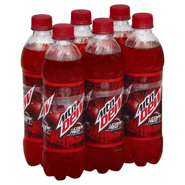 slide 1 of 2, Mountain Dew Code Red Soda With A Rush Of Cherry Flavor - 6 ct, 6 ct