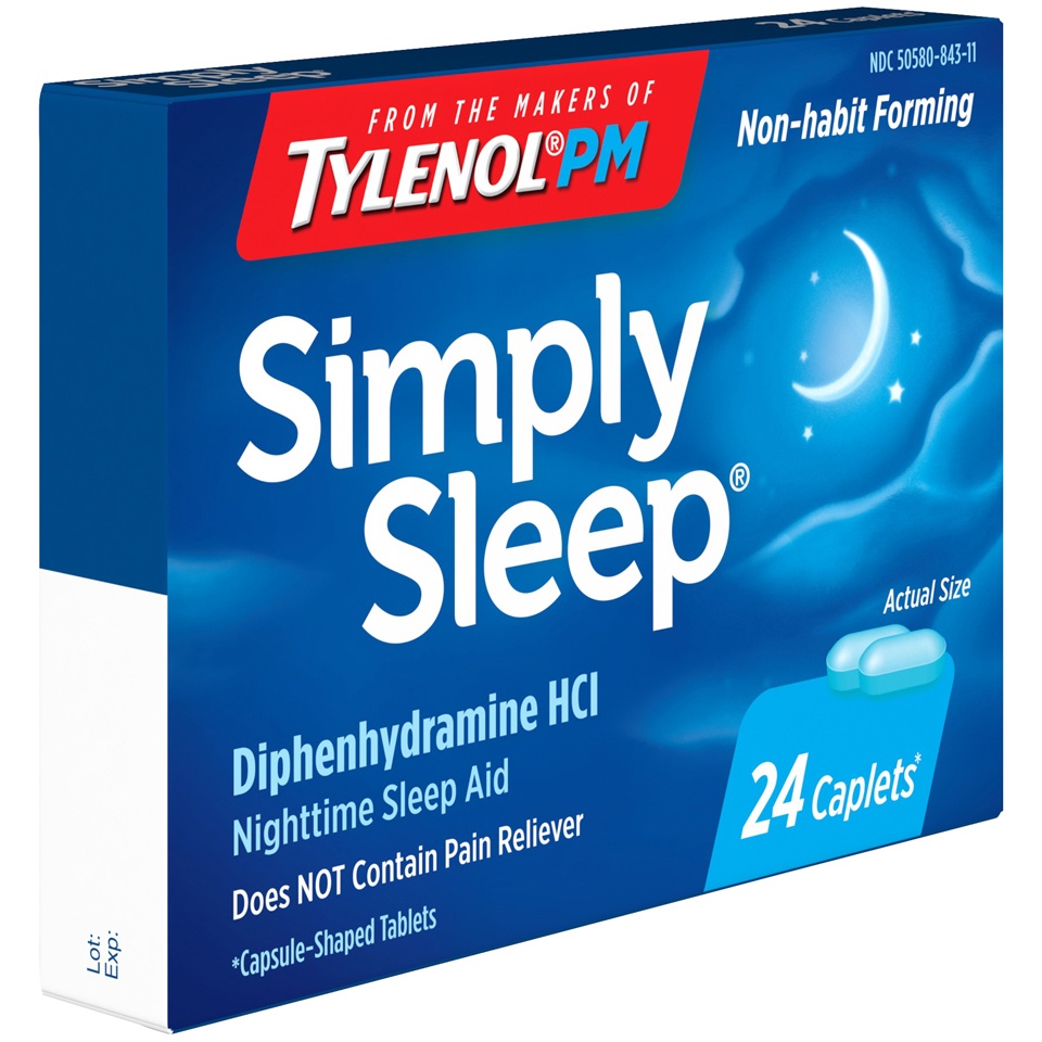 Simply Sleep Nighttime Sleep Aid Caplets with of Diphenhydramine HCl