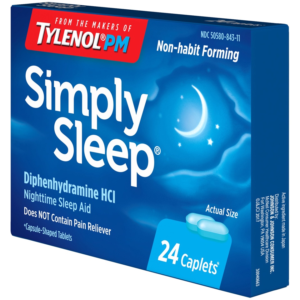 Simply Sleep Nighttime Sleep Aid Caplets with of Diphenhydramine HCl ...