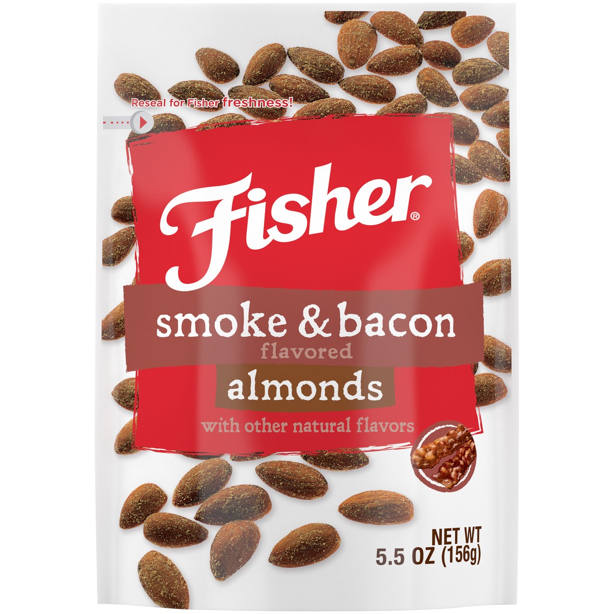 slide 3 of 14, Fisher Smoke & Bacon Flavored Almonds 6 ct Tray, 6 ct