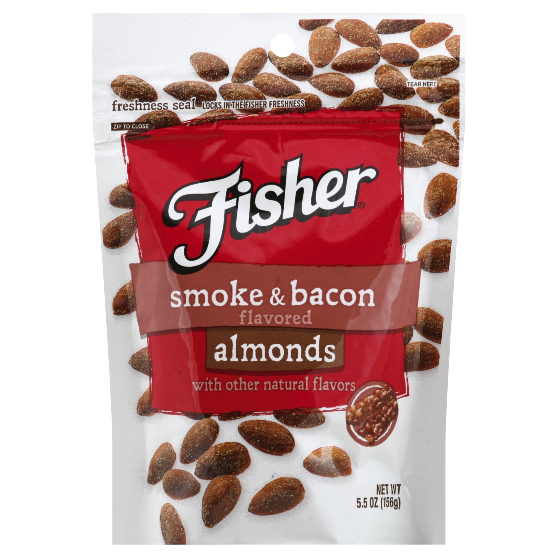 slide 1 of 8, Fisher Smoked Bacon Almonds, 5.5 oz
