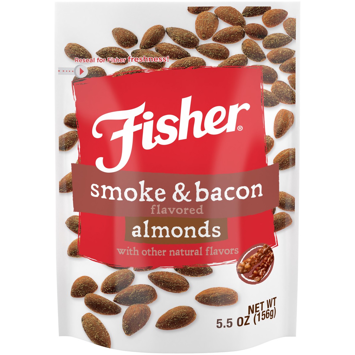 slide 1 of 14, Fisher Smoke & Bacon Flavored Almonds 6 ct Tray, 6 ct