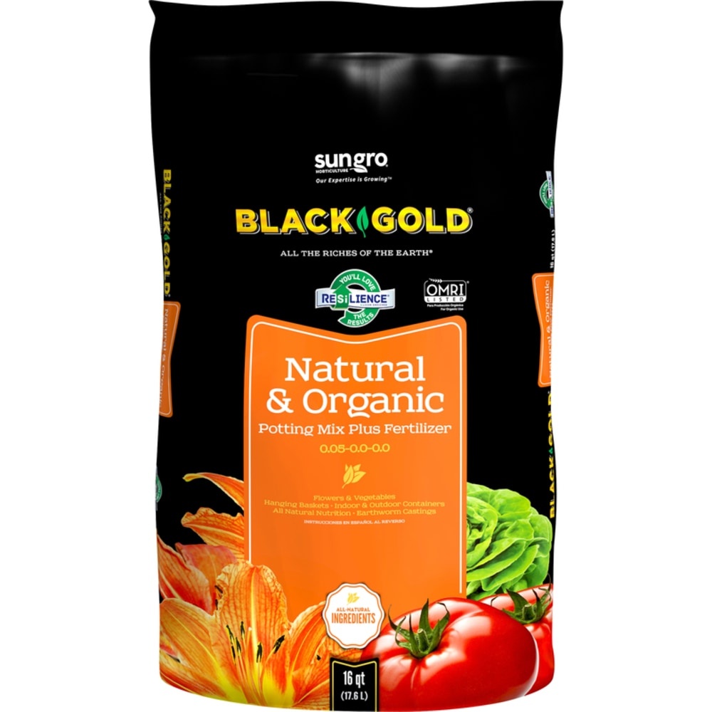 slide 1 of 1, Black Gold Natural And Organic Potting Soil Plus Fertilizer - 16 Quart, 16 qt