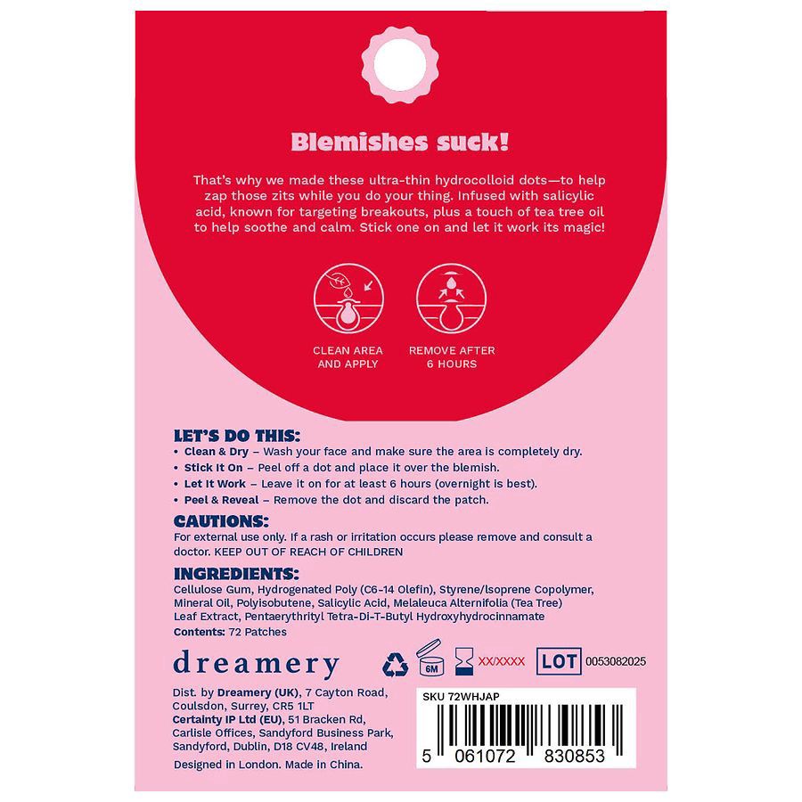 slide 2 of 3, Dreamery Holly Jolly Hydrocolloid Blemish Patches, 72 ct