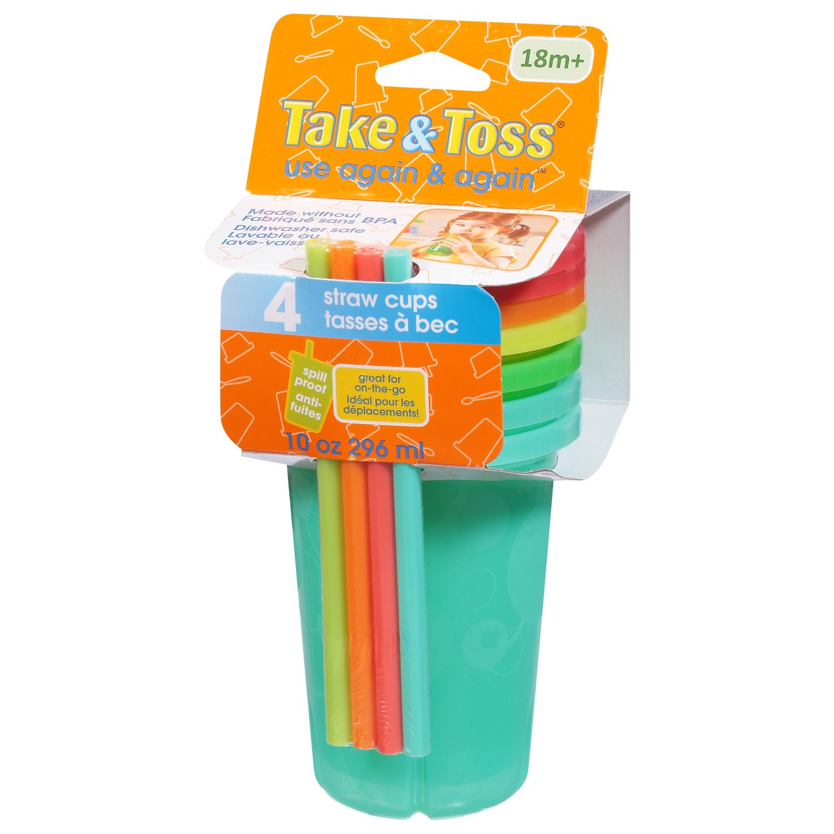 slide 2 of 12, Take & Toss 10 Ounces Straw Cups 4 ea, 4 ct