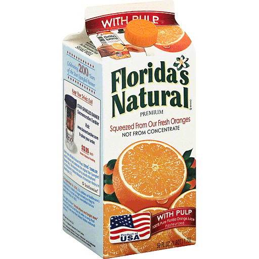 slide 3 of 3, Florida's Natural Pulp Orange Juice, 59 oz