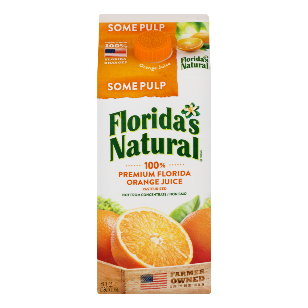 slide 1 of 3, Florida's Natural Pulp Orange Juice, 59 oz