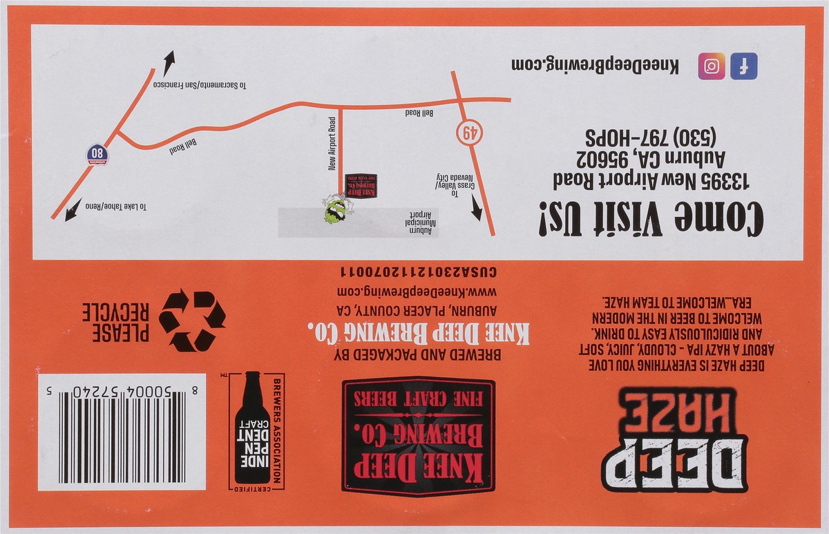 slide 6 of 8, Knee Deep Brewing Co. Beer, Deep Haze Hazy Ipa 6 Pack, 12 oz