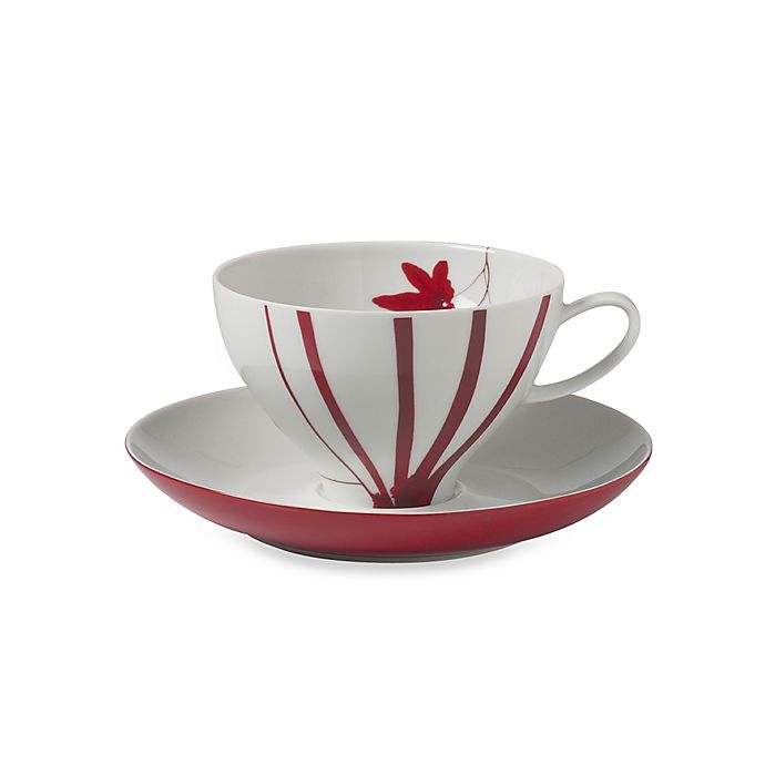 slide 1 of 1, Mikasa Pure Red Coffee Cup and Saucer, 1 ct