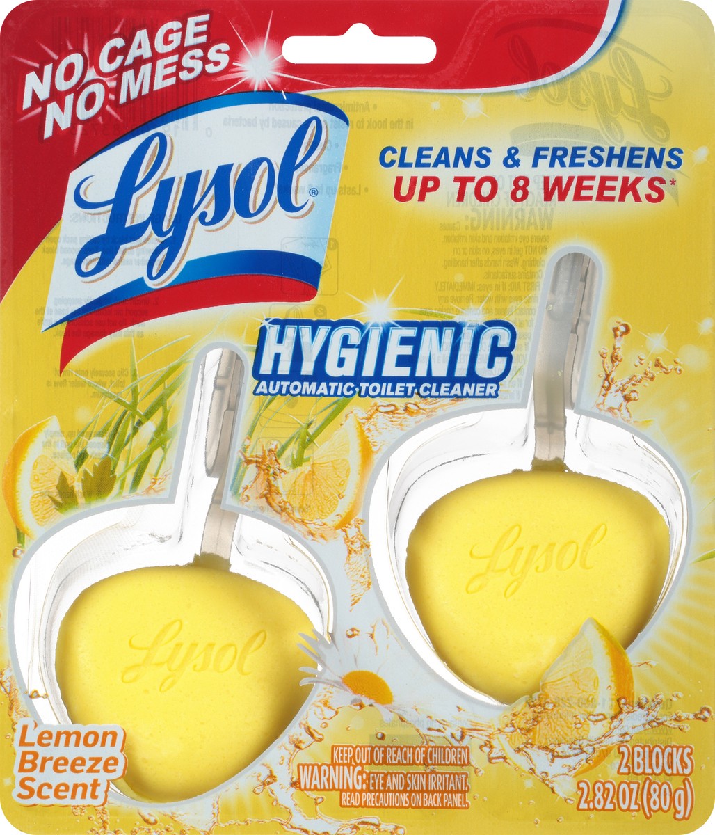 slide 2 of 9, Lysol Automatic In-The-Bowl Toilet Cleaner, Cleans and Freshens Toilet Bowl, Lemon Breeze Scent, 2ct, 2 ct; 1.41 fl oz