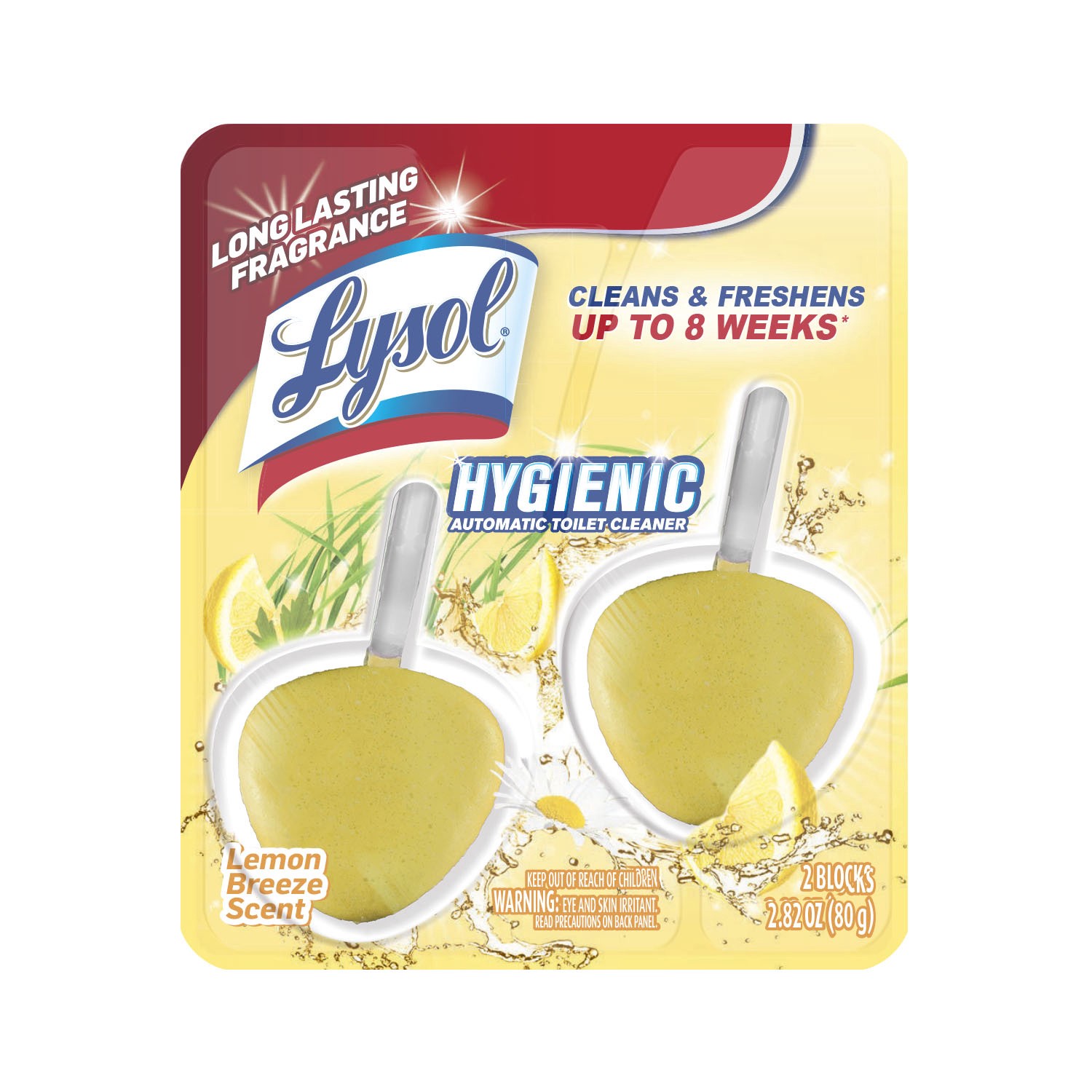 slide 1 of 9, Lysol Automatic In-The-Bowl Toilet Cleaner, Cleans and Freshens Toilet Bowl, Lemon Breeze Scent, 2ct, 2 ct; 1.41 fl oz