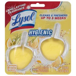 Lysol Automatic In-The-Bowl Toilet Cleaner, Cleans and Freshens Toilet Bowl, Lemon Breeze Scent, 2ct