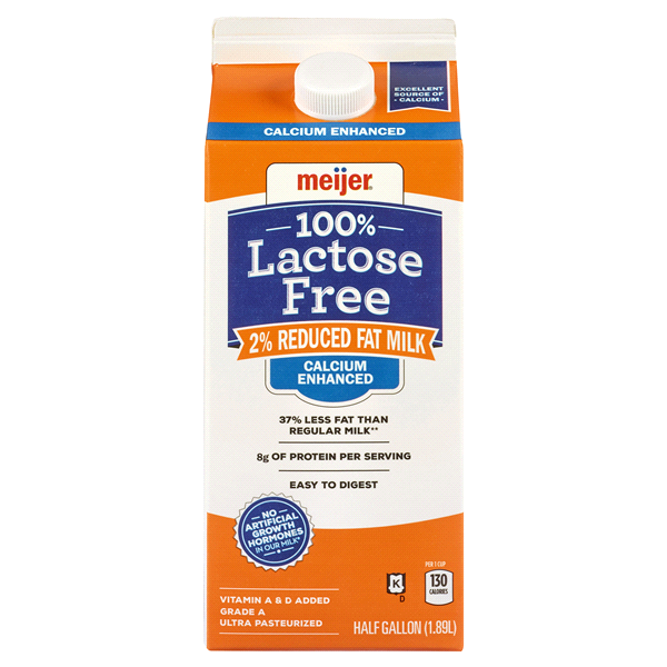 slide 1 of 2, Meijer Calcium Enriched Lactose Free Ultra Pasteurized 2% Milk, 1/2 gal